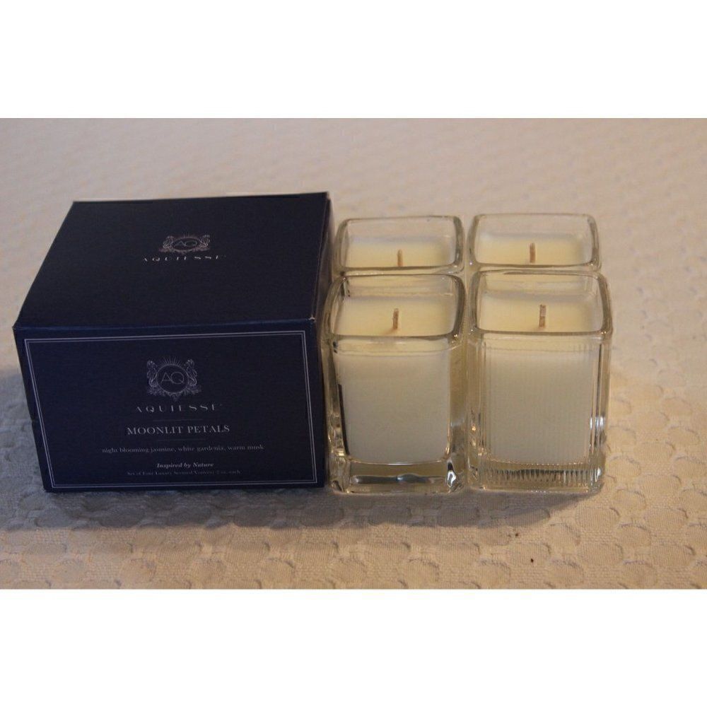 𝅺new Aquiesse MOONLIT PETALS Scented Candle Four Pack 2oz NIB